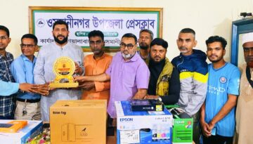 যুক্তরাজ্য প্রবাসী মর্তুজাকে ওসমানীনগর উপজেলা প্রেসক্লাবে সংবর্ধনা